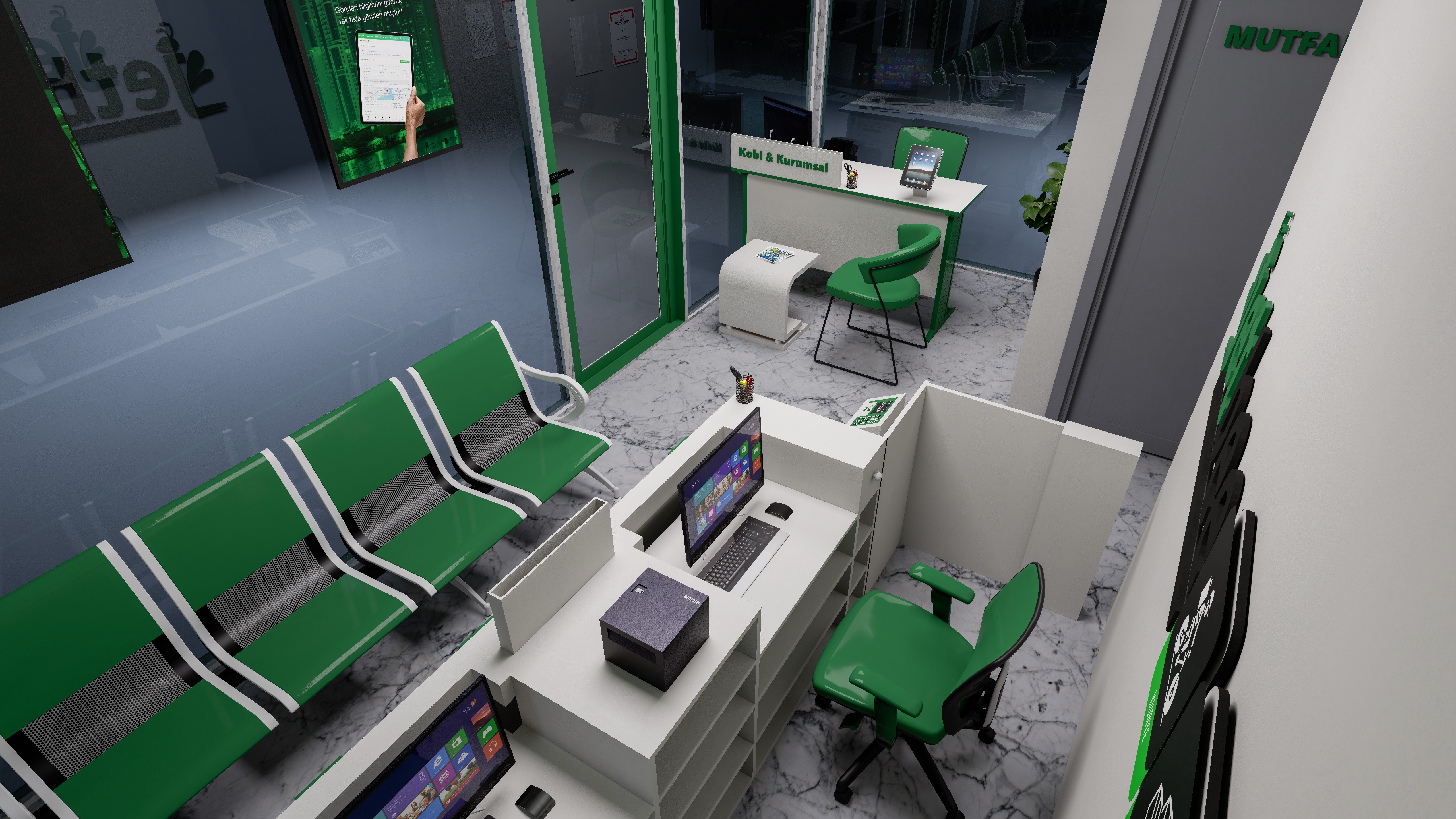 Platinum Acente 3D Taslak Şube Mimari Çizimi
